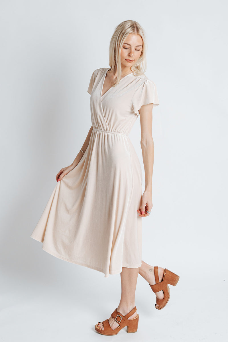 The Leah Velvet Wrap Dress in Cream – Piper \u0026 Scoot